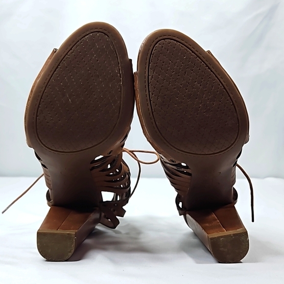 Jessica Simpson Emagine Brown Leather Sandals Size 6 - Picture 9 of 9